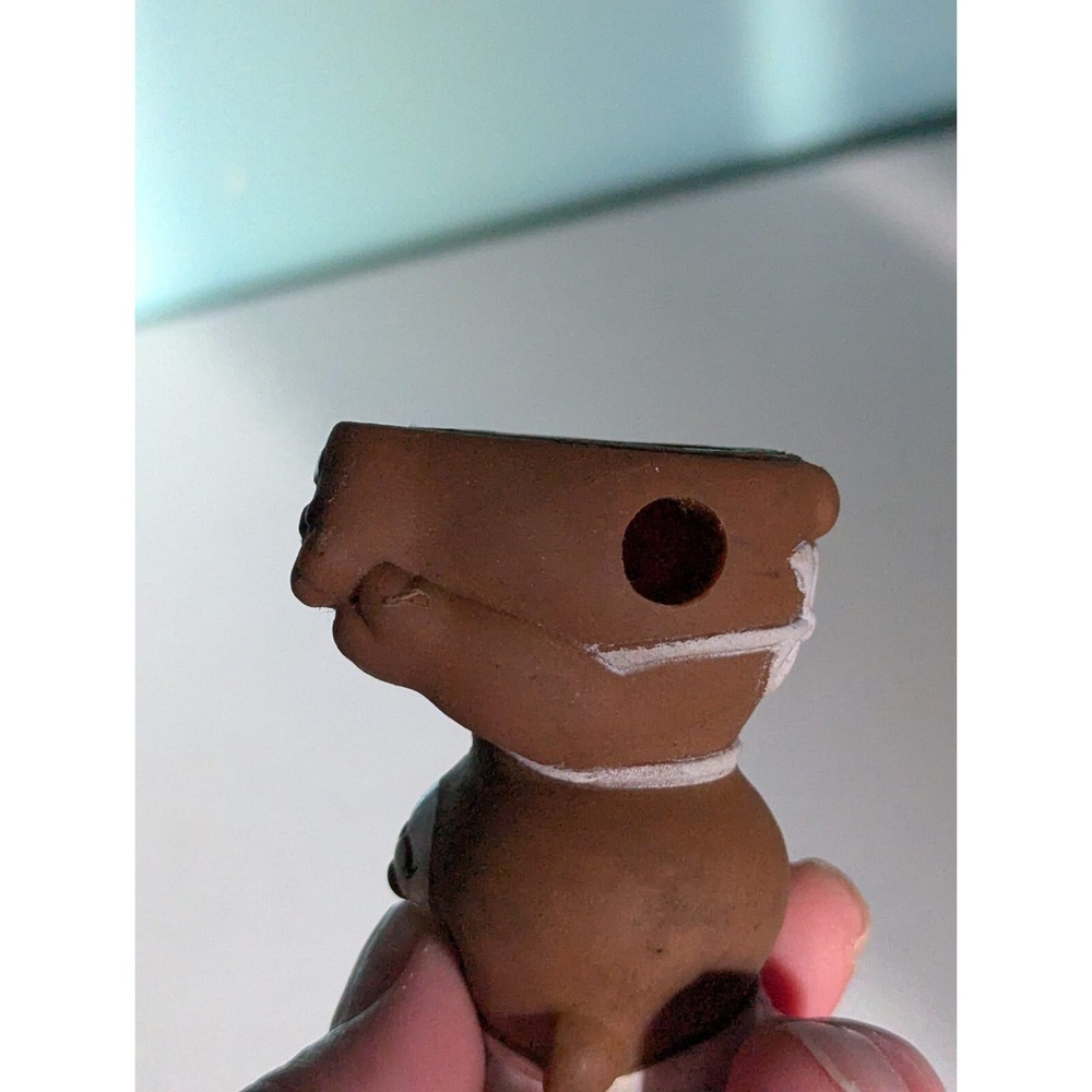 Teddy Bear Pencil Sharpener White Cap Green Pocket Vintage - Picture 9 of 9